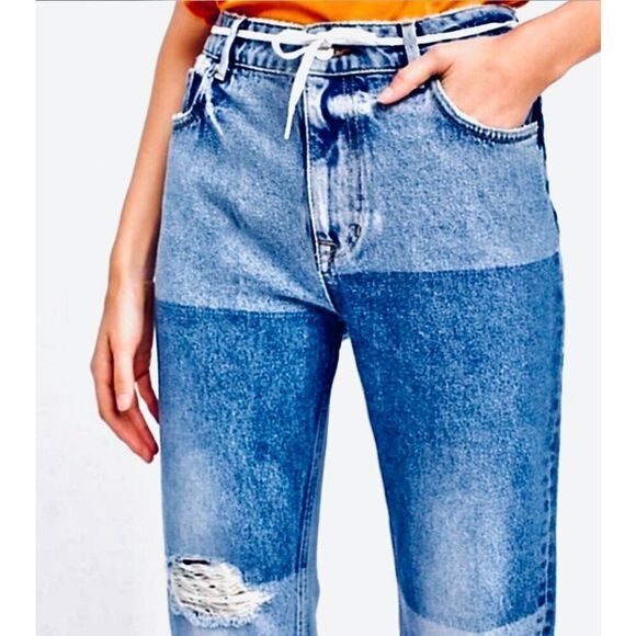 Free People Patchwork Distressed Jeans - Picture 14 of 15